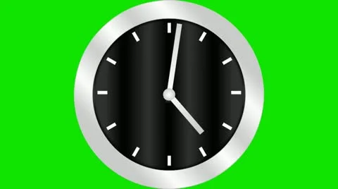 Silver Black Modern Round Clock Chroma Green Background Stock Footage 11330046
