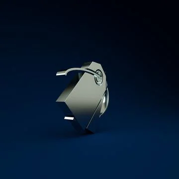 Silver Blank label template price tag icon isolated on blue background. Empty Stock Illustration