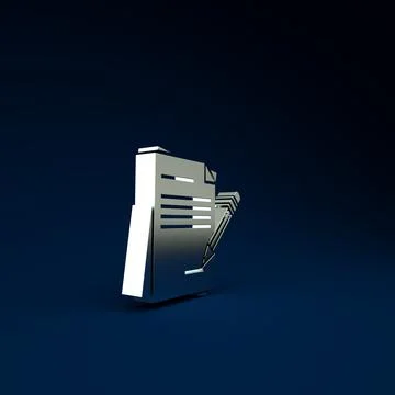 Silver Blank notebook and pencil with eraser icon isolated on blue background Stock Illustration