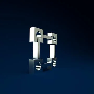 Silver Blockchain technology icon isolated on blue background. Cryptocurrency 스톡 일러스트