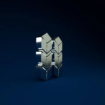 Silver Blockchain technology icon isolated on blue background. Cryptocurrency イラスト素材