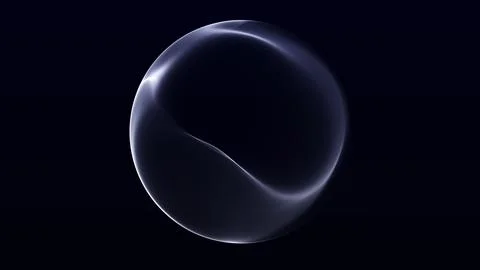Silver blue glowing energy sphere with soft wave surface on black backgroun.. Stock Illustration