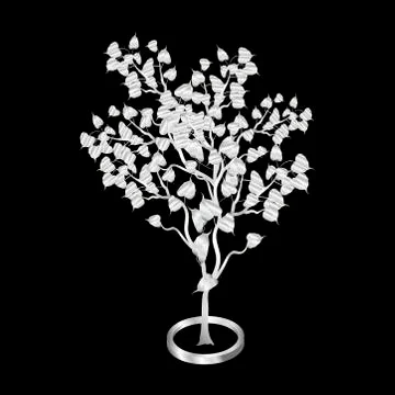 Silver Bodhi tree Isolated on black background. Stock Illustration