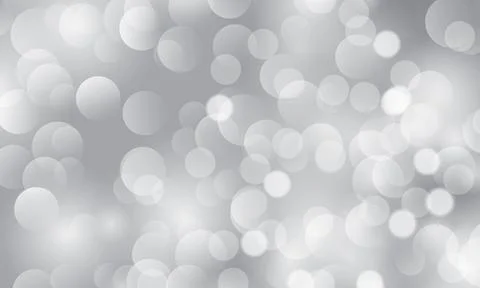 Silver bokeh abstract background with soft blurry circles. soft bokeh lights. Stock Illustration