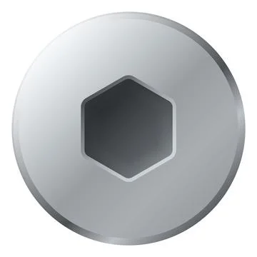 Silver bolt head with internal hex shape socket Stock Illustration