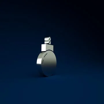 Silver Bomb ready to explode icon isolated on blue background. Minimalism con イラスト素材