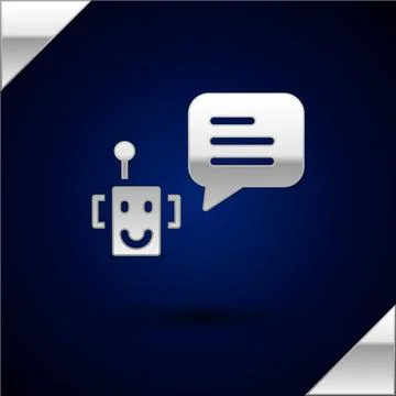Silver Bot icon isolated on dark blue background. Robot icon. Vector Stock Illustration