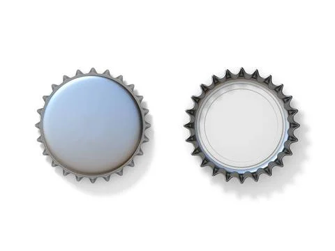 Silver bottle caps 3D Silver bottle caps 3D render illustration isolated o... Stock Photos