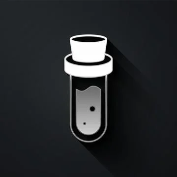 Silver Bottle with potion icon isolated on black background. Flask with magic Stock Illustration