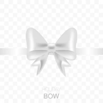 Silver bow for holidays. Gift knot on transparent background Stock Illustration