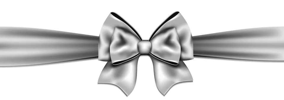Silver bow on white background Stock Illustration