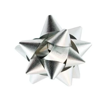 Silver bow on white background Stock Photos