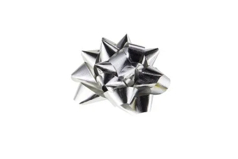 Silver Bow on white background Stock Photos