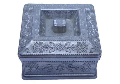 Silver box with white background Stock Photos