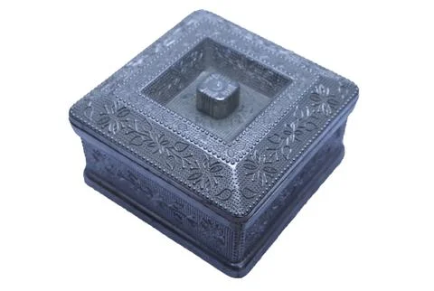 Silver box with white background Stock Photos