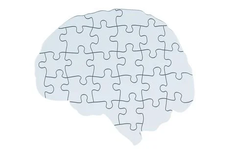 Silver Brain from puzzles, 3D rendering Silver Brain from puzzles, 3D rend... Stock Photos