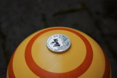 Silver brexit coin Stock Photos