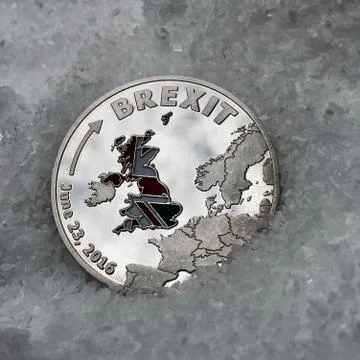 Silver brexit coin Stock Photos