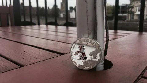 Silver Brexit Coin Stock Photos