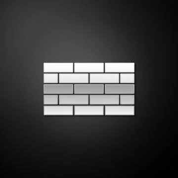 Silver Bricks icon isolated on black background. Long shadow style. Vector Stock Illustration