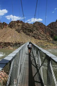 Silver bridge hiker Stock Photos