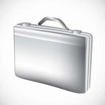 Silver briefcase over white background Stock Illustration