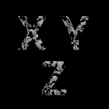 Silver broken letters Illustrazione stock