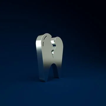 Silver Broken tooth icon isolated on blue background. Dental problem icon. De Stockillustratie