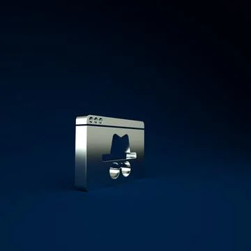 Silver Browser incognito window icon isolated on blue background. Minimalism  Illustrazione stock