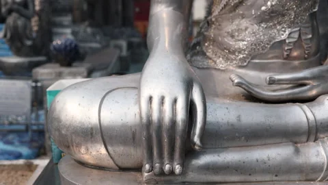 Silver Buddha Hands at the Wat Sri Suphan Silver Temple, Chiang Mai, Thailand Stock Footage 237716547
