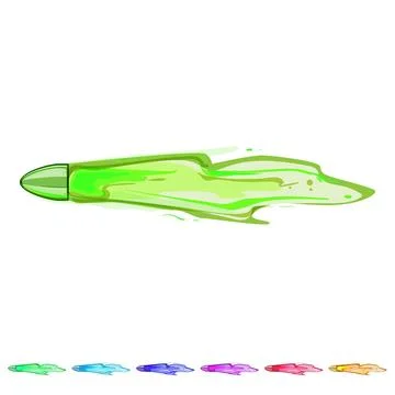 Silver bullet flying cartoon vector graphic Stock Illustration