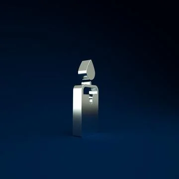 Silver Burning candle icon isolated on blue background. Cylindrical candle st Stock Illustration