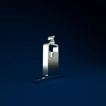 Silver Burning candle icon isolated on blue background. Cylindrical candle st Stock Illustration