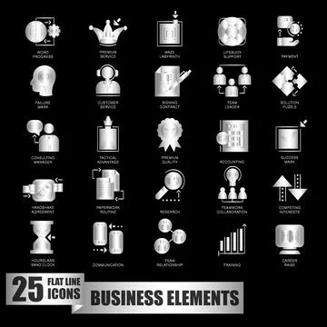 Silver business elements icon collection vector Stock Illustration