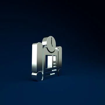 Silver Business project time plan icon isolated on blue background. Minimalis Illustrazione stock