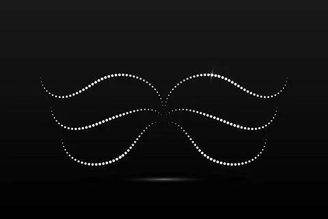 Silver butterfly linear wavy abstract on a black background. Angel wings. Vector Stock Illustration