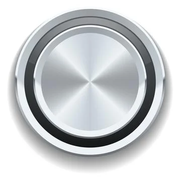 Silver button. Glossy metal round switcher element Stock Illustration