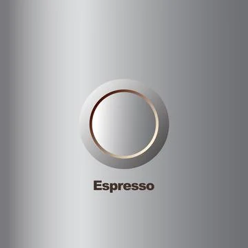 Silver button on silver background, Coffee espresso Stock Illustration