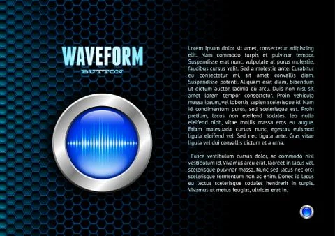 Silver button with sound wave sign Stock Illustration