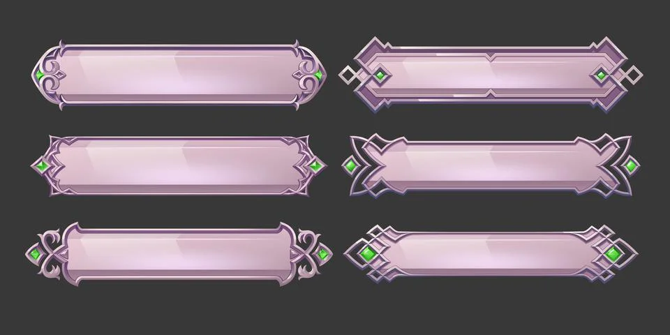 Silver buttons with fantasy frames Stock Illustration