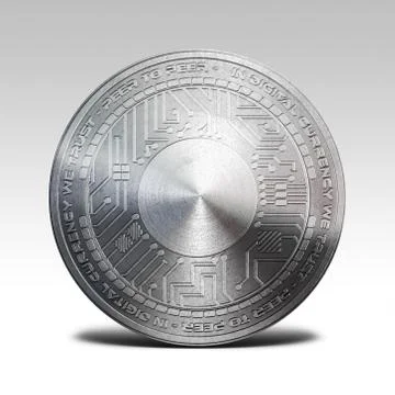 Silver byteball coin isolated on white background 3d rendering Stock Illustration