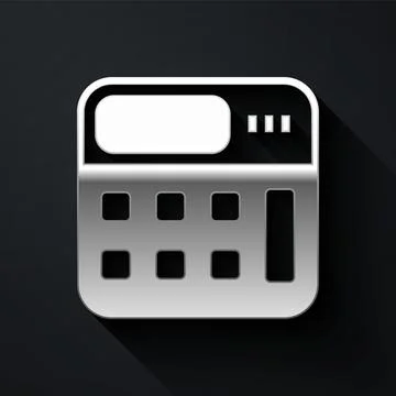 Silver Calculator icon isolated on black background. Accounting symbol. Busin イラスト素材
