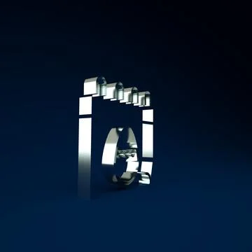 Silver Calendar with Easter egg icon isolated on blue background. Spring Chri イラスト素材