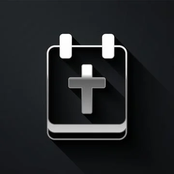 Silver Calendar with Easter icon isolated on black background. Spring Christian Ilustración de archivo