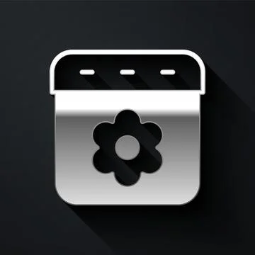 Silver Calendar spring icon isolated on black background. Event reminder sy.. Stock Illustration