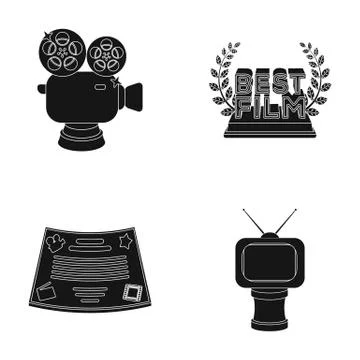 Silver camera. A bronze prize in the form of a TV and other types of prizes Stock Illustration