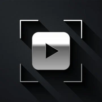 Silver Camera focus frame line icon isolated on black background. Long shadow イラスト素材