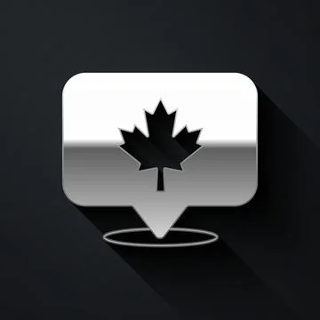 Silver Canadian maple leaf icon isolated on black background. Canada symbol イラスト素材
