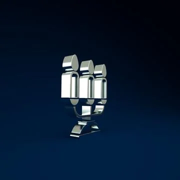 Silver Candelabrum with three candlesticks icon isolated on blue background.  Stock Illustration