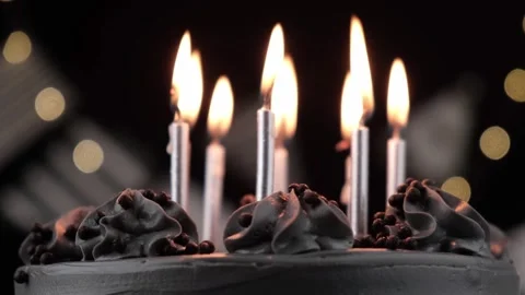 Silver candle was blown out on elegant stylish birthday cake. close-up. Stock Footage 278800705